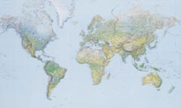 Weltkarte physikalisch Poster 1:20 Mio. Plano in Röhre 202 x 123 cm