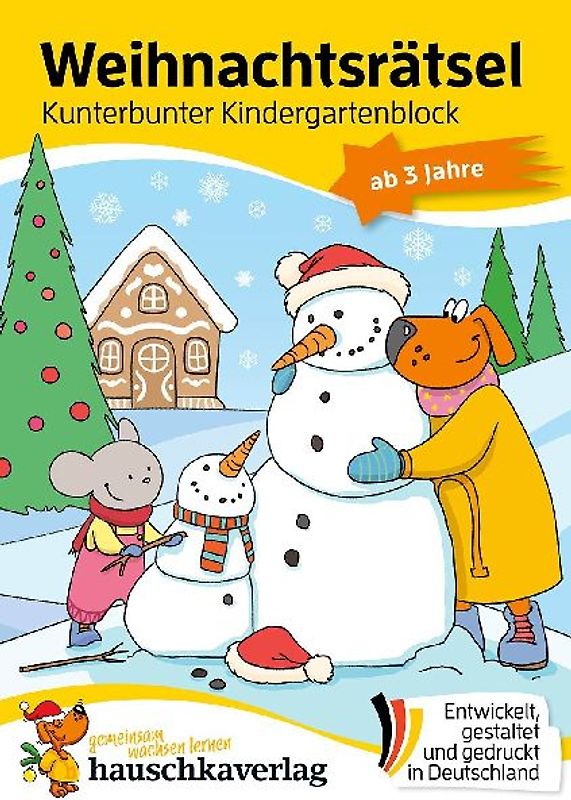 Weihnachtsrätsel – Kunterbunter Kindergartenblock ab 3 Jahre