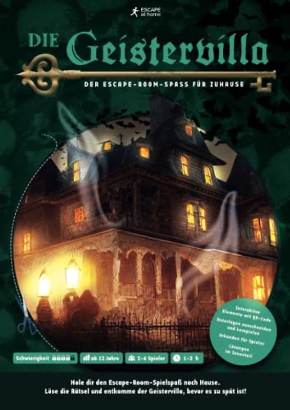 Die Geistervilla - Der Escape-Room-Spass für Zuhause - Rätsel und Denkaufgaben für Jugendliche ab 12 J. und Erwachsene - Escape Buch: Das Escape Room ... für Zuhause (escapeathome.de Escape-Bücher)