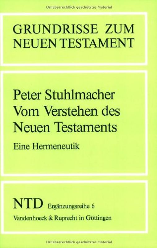 Vom Verstehen des Neuen Testaments