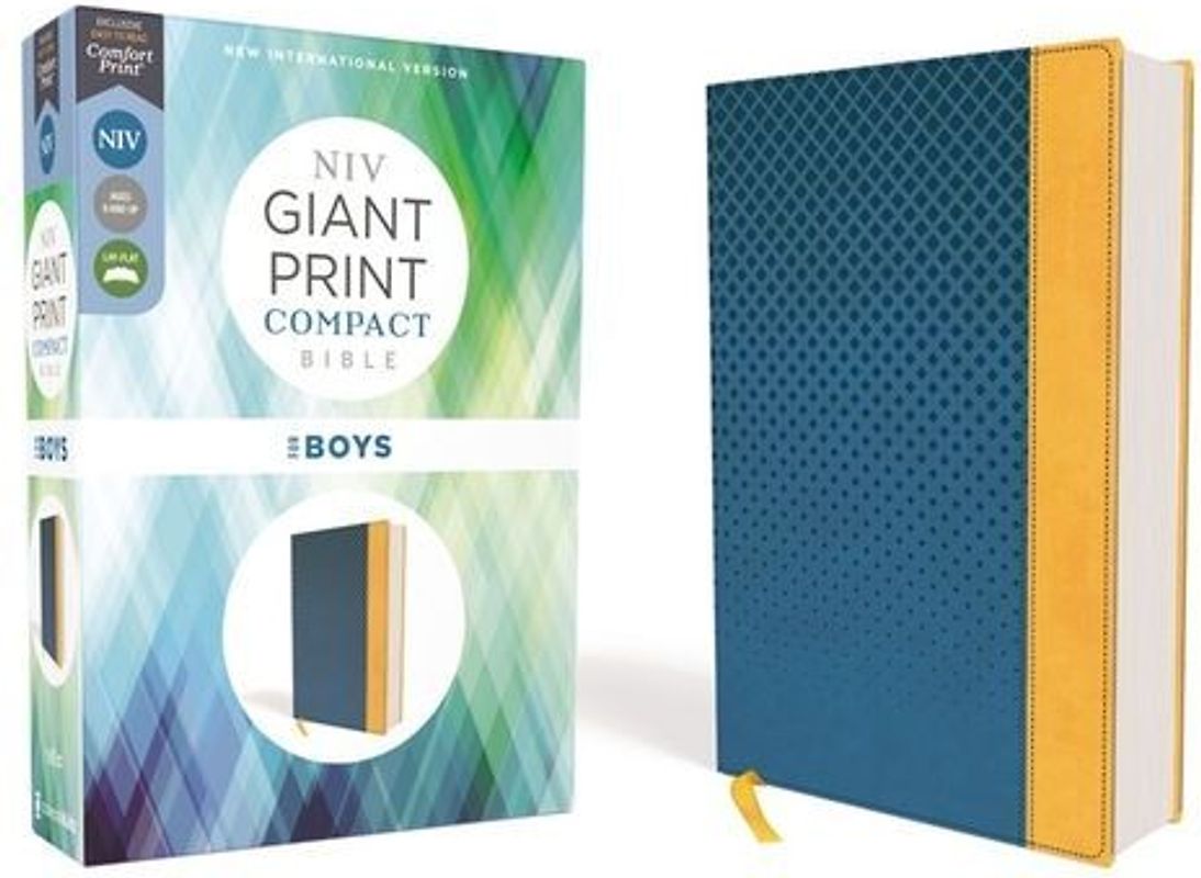 Niv, Giant Print Compact Bible for Boys, Leathersoft, Blue, Red Letter Edition, Comfort Print
