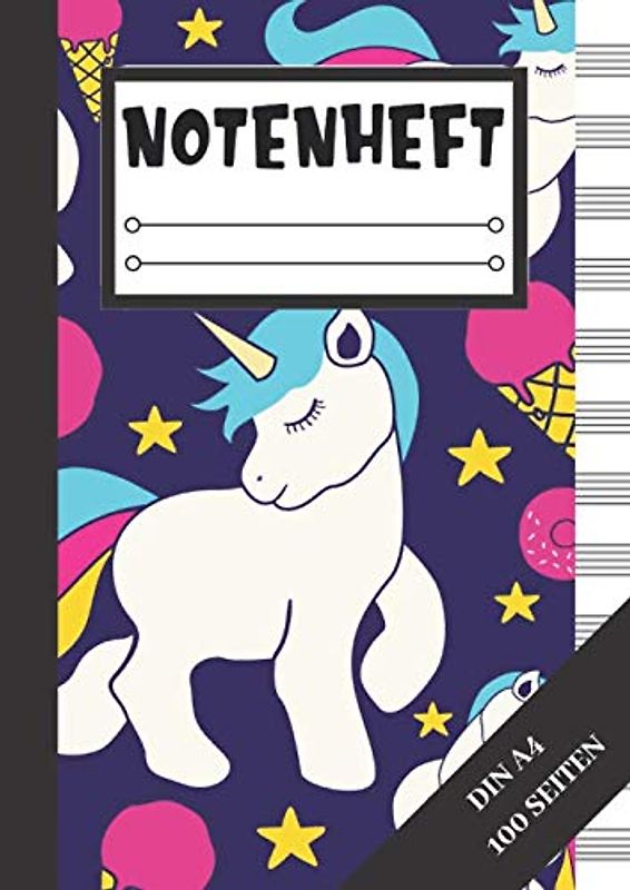 Notenheft: kinder Einhorn notenheft Din A4 100 seiten