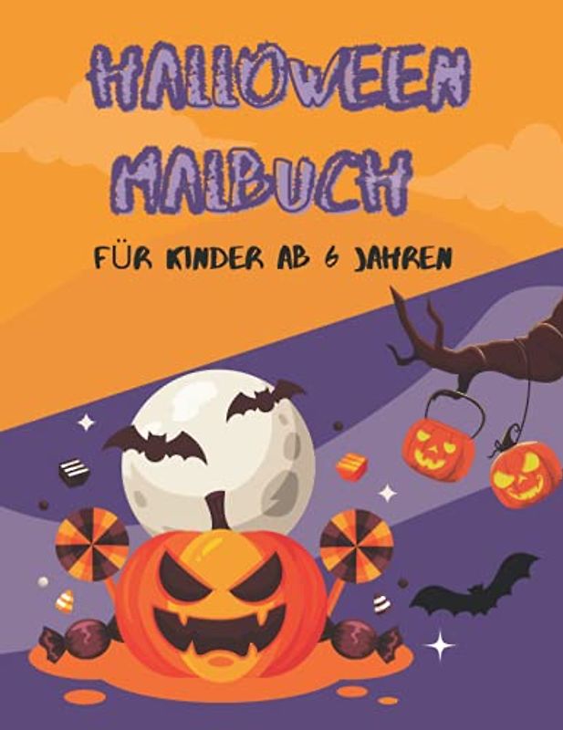 Halloween Malbuch für Kinder ab 6 Jahren: 50 Motive für Jungen und Mädchen zum Ausmalen, einseitig bedruckt und geeignet zum Ausschneiden der Motive und Verwendung als Fensterbilder
