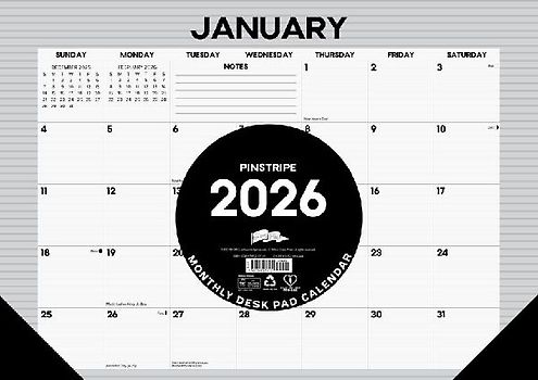 Pinstripe 2026 17 X 12 Small Monthly Deskpad
