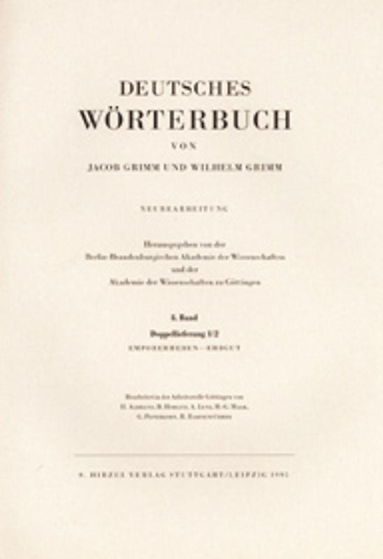 Deutsches Wörterbuch. Neubearbeitung / Grimm, Dt.  Woerterbuch Neubearbeitung