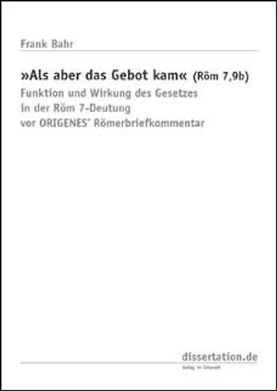 Als aber das Gebot kam (Röm 7, 9b)