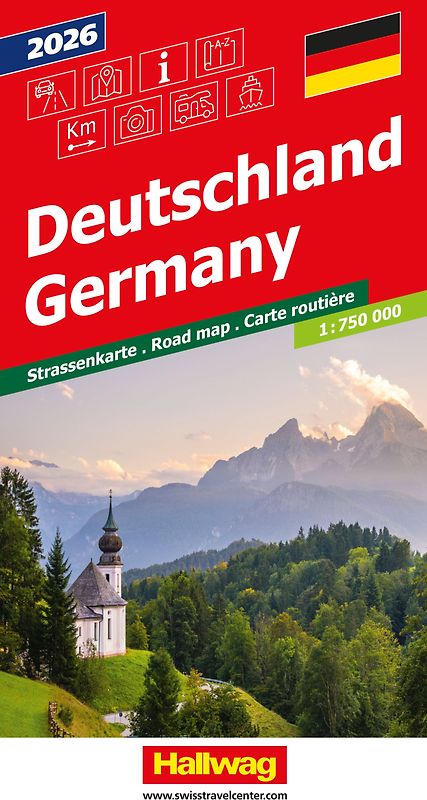 Hallwag Strassenkarte Deutschland 2027 1:750.000