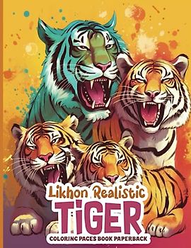 Likhon Realistic Tiger Coloring Pages Book Paperback