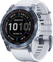 Garmin Fenix 7X 51 mm bleu avec bracelet en silicone blanc [Wi-Fi, Sapphire Solar Edition]