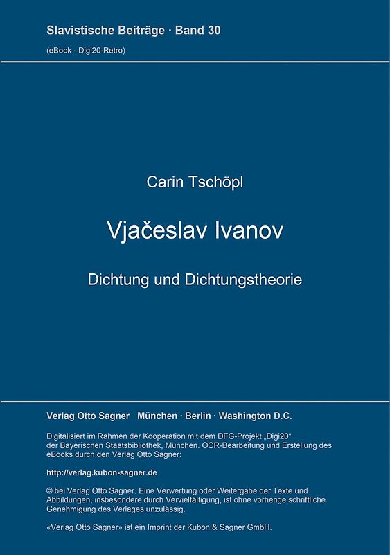 Vjačeslav Ivanov. Dichtung und Dichtungstheorie