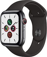 Apple Watch Series 5 44 mm Caja de acero inoxidable negro espacial con Correa deportiva negra [Wifi + Cellular]