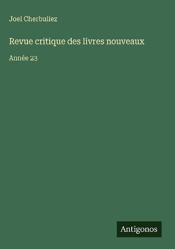 Revue critique des livres nouveaux