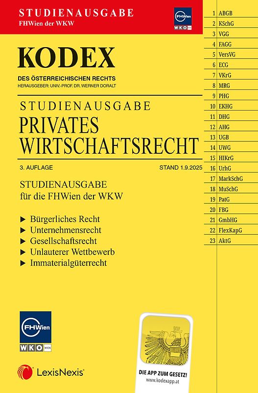 KODEX Privates Wirtschaftsrecht für die FHWien der WKW 2025/26 - inkl. App