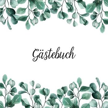 GÄSTEBUCH EUKALYPTUS: Gästebuch mit Eukalyptus Kranz - Geburtstag, Kommunion, Taufe, Babyparty, Jubiläum, Hochzeit, Konfirmation - Tischdeko