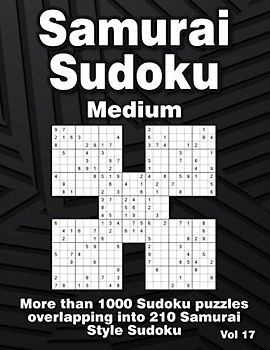 Samurai Sudoku Puzzles for Adults: 210 Medium Samurai Style Variations