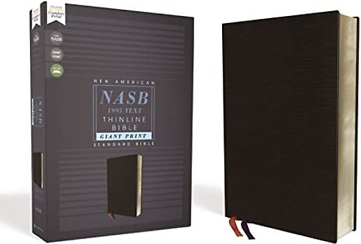 NASB, Thinline Bible, Giant Print, Bonded Leather, Black, Red Letter, 1995 Text, Comfort Print
