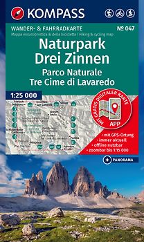KOMPASS Wanderkarte 047 Naturpark Drei Zinnen, Parco Naturale Tre Cime di Lavaredo 1:25.000