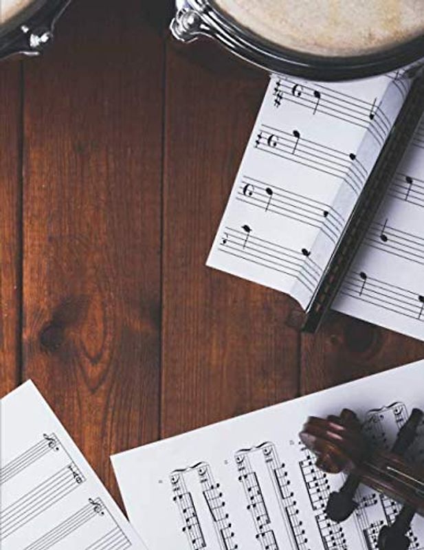 Notenheft: Das Notenbuch für alle Schlagzeuger ♦ über 100 blanko Seiten im A4 Format zum niederschreiben deiner besten Songs und Lieder ♦ Motiv: Notenblatt