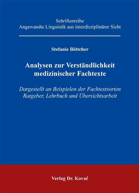 Analysen zur Verständlichkeit medizinischer Fachtexte