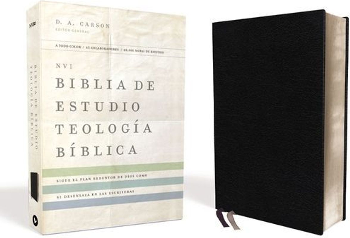 Nvi, Biblia de Estudio Teología Bíblica, Interior a Cuatro Colores, Piel Reciclada, Negro