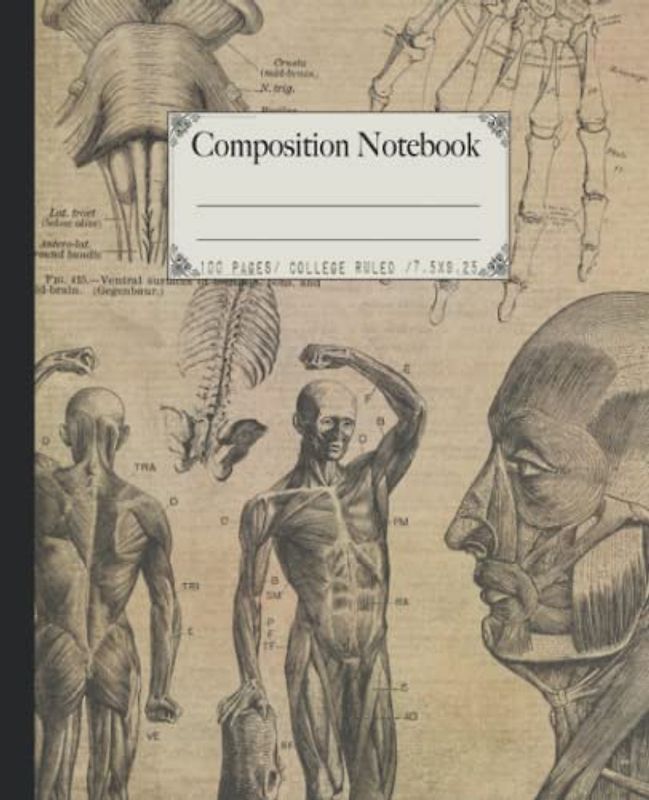 Composition Notebook: Antique human anatomy illustrations composition notebook. College ruled vintage theme medical illustrations gift.