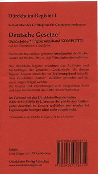 Schönfelder Ergänzungsband, KOMPLETT alle Gesetze ohne §§ (2011), 102 bedruckte Griffregister mit allen Gesetzen
