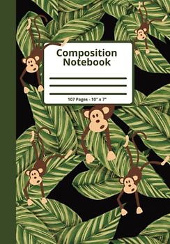 Composition Notebook: Falling Monkeys, Leaves, Wide Ruled, 106 Pages