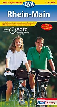 ADFC-Regionalkarte Rhein-Main mit Tagestouren-Vorschlägen, 1:75.000