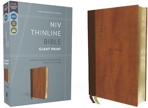 Niv, Thinline Bible, Giant Print, Leathersoft, Brown, Red Letter, Comfort Print