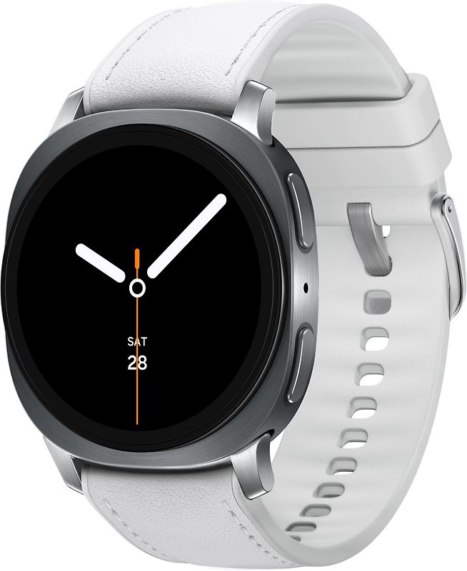 Samsung Galaxy Watch8 44 mm Boîtier aluminium graphite sur Hybride premium blanc [Wi-Fi]