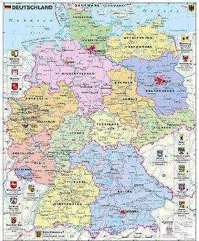 Deutschland politisch mit Wappen 1 : 700.000