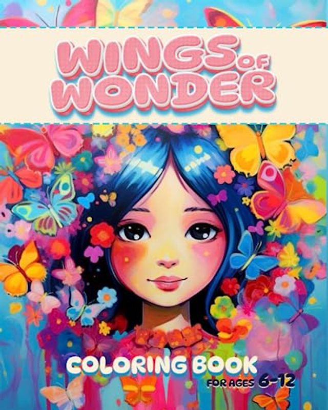 Wings of Wonders - Girls and Butterflies - A Captivating Coloring Journey for Kids Ages 6-12