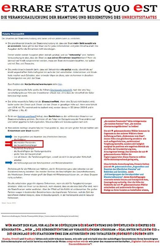 eNTEIGNUNG / eRRARE STATUS QUO eST (DIE VERANSCHAULICHUNG DER BEAMTUNG UND BEDIENSTUNG DES UNRECHTSSTAATES)