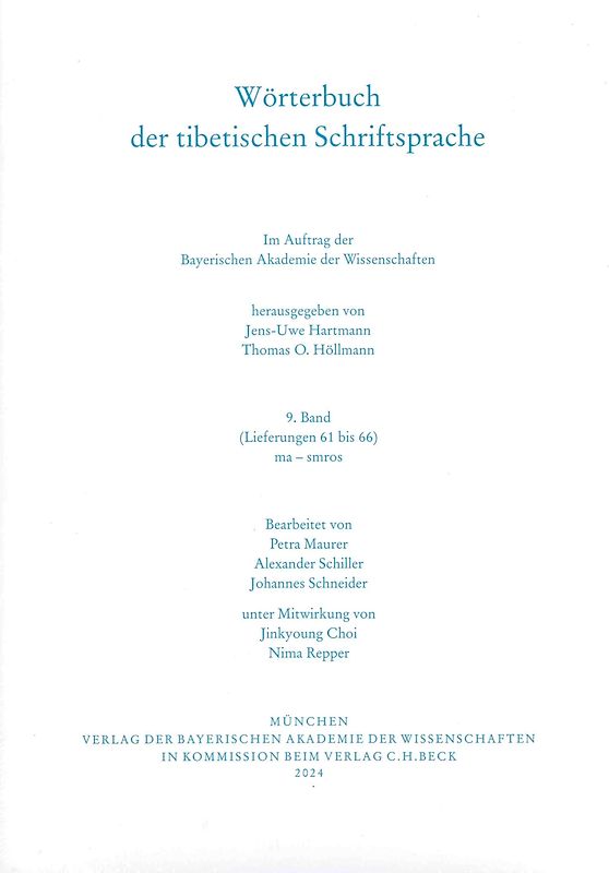 Wörterbuch der tibetischen Schriftsprache Band 9 (Lieferungen 61 – 66)