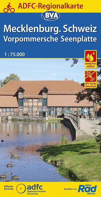 BVA ADFC Regionalkarte Mecklenburgische Schweiz Vorpommersche Seenplatte 1:75.000