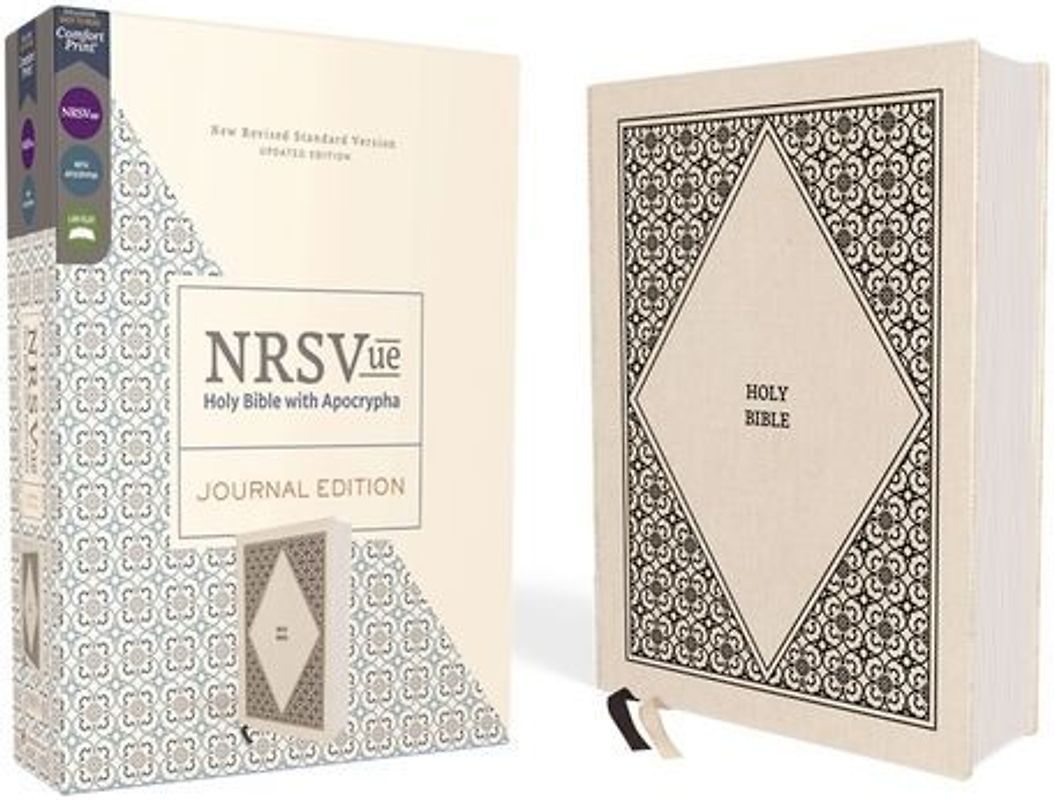 Nrsvue, Holy Bible with Apocrypha, Journal Edition, Cloth Over Board, Cream, Comfort Print