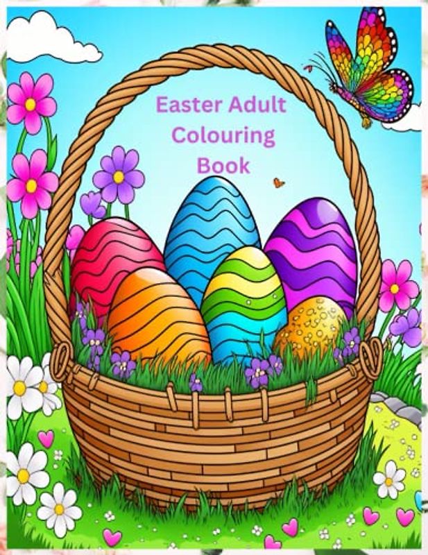 Easter Themed Colouring Book For Adults , 50 Adorable Designs With Easter Eggs , Butterflies , Bunnies , Flowers , Pigeons To Relax And Focus
