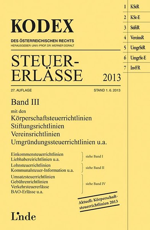 KODEX Steuer-Erlässe 2013, Band III