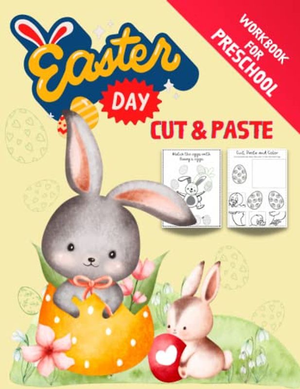 Easter Day Cut and Paste Workbook for Preschool | Coloring and Cutting Kids Activity Book Easter Basket Stuffer | Bunny| Daster gift for kids