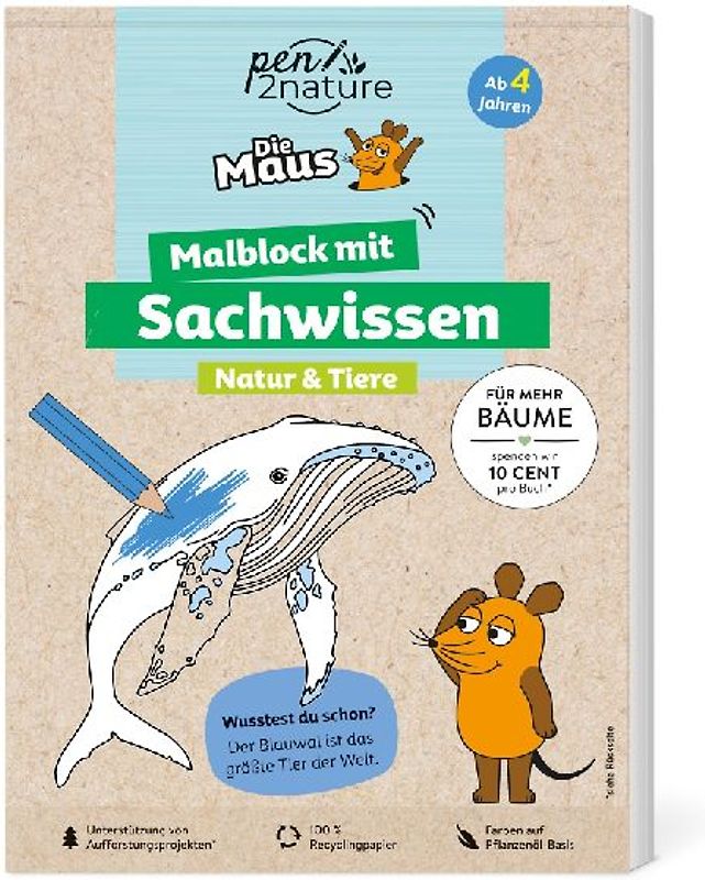 Die Maus - Malblock mit Sachwissen Natur & Tiere