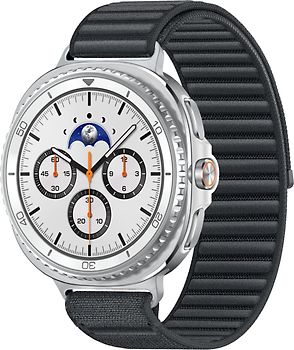 Samsung Galaxy Watch8 Classic 46 mm Boîtier aluminium blanc sur Confort S/M graphite [Wi-Fi + 4G]