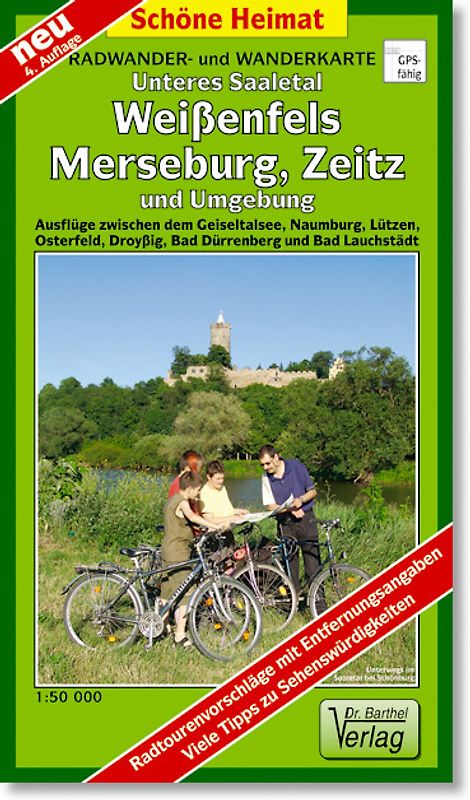 Radwander- und Wanderkarte Unteres Saaletal, Weißenfels, Merseburg, Zeitz und Umgebung