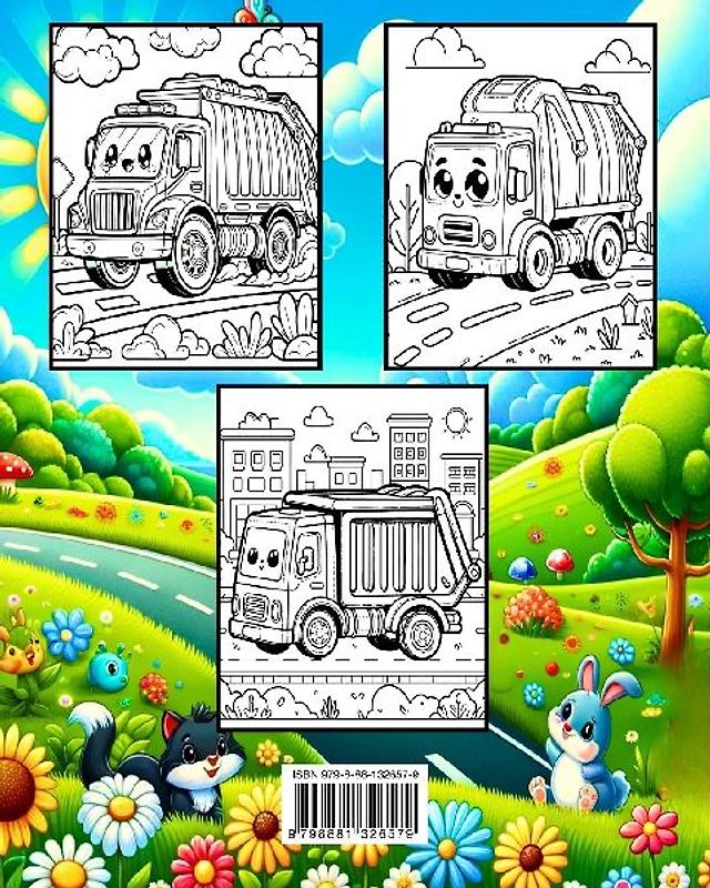 Libro da Colorare dei Camion della Spazzatura