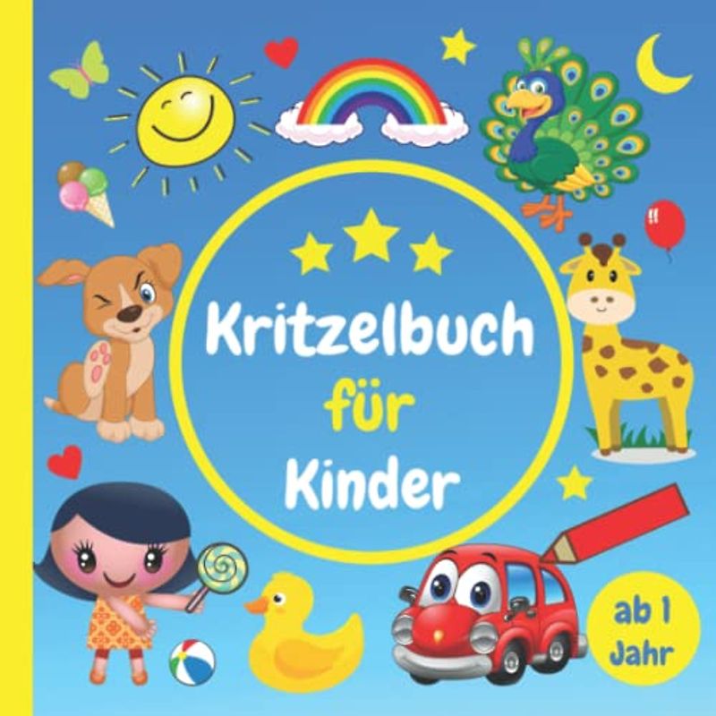 Kritzelbuch ab 1 Jahr: Mein erstes Malbuch für Kleinkinder | Ausmalbuch mit 55 einfachen Motiven zum Kritzeln und Ausmalen für Kinder ab 1 Jahr