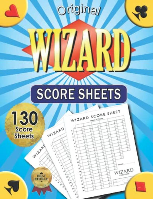 Original Wizard Score Sheets: 130 Large Large Print Score Pads for Scorekeeping - 8.5 x 11 inches