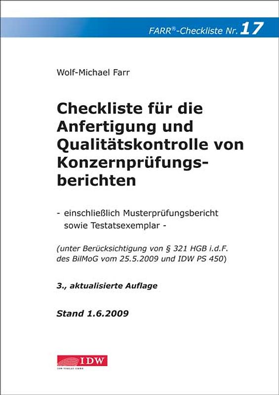 Checkliste für die Anfertigung und Qualitätskontrolle von Konzernprüfungsberichten