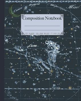 Composition notebook: Beautiful college-ruled celestial composition notebook. Zodiac & planets lined notebook for school of college. Ram star chart edition.