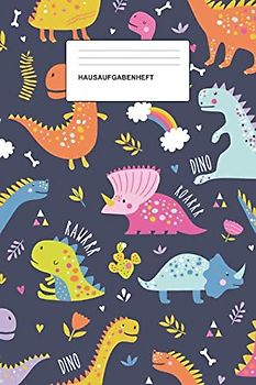 Hausaufgabenheft: Das Hausaufgabenheft für Grundschule und Co. mit tollen Dinomotiven zum ausmalen, Softcover, Motiv: Urzeitgiganten