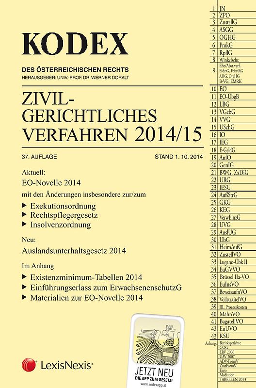 Kodex Zivilgerichtliches Verfahren 2014/15