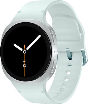 Samsung Galaxy Watch8 44 mm Boîtier aluminium argent sur Sport en silicone S/M vert d'eau [Wi-Fi]